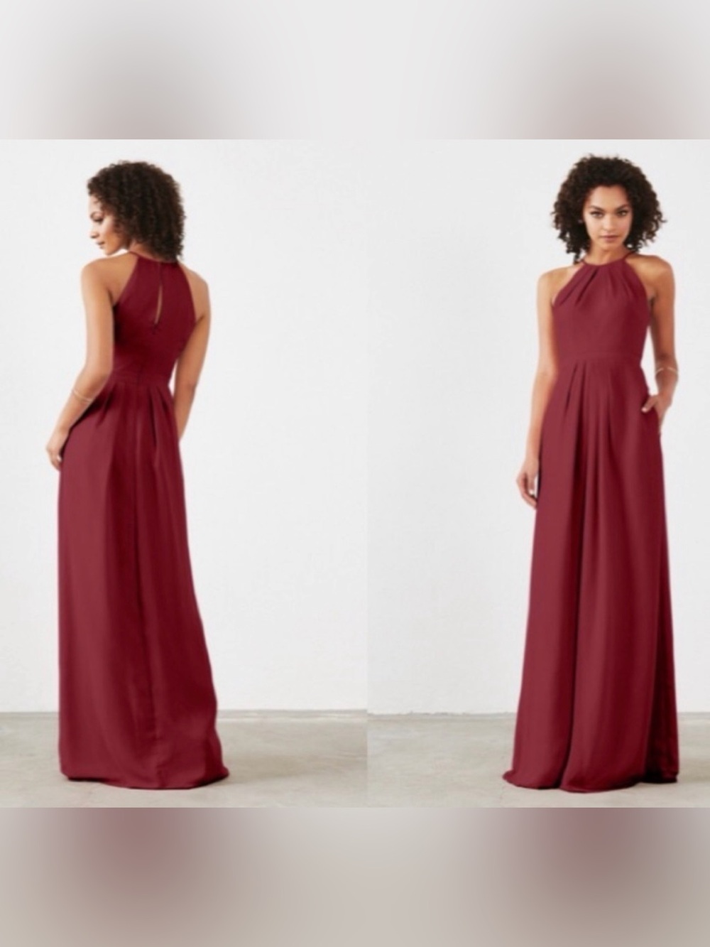 Weddington Way Burgundy Halter Bridesmaid Maxi Dress size 0